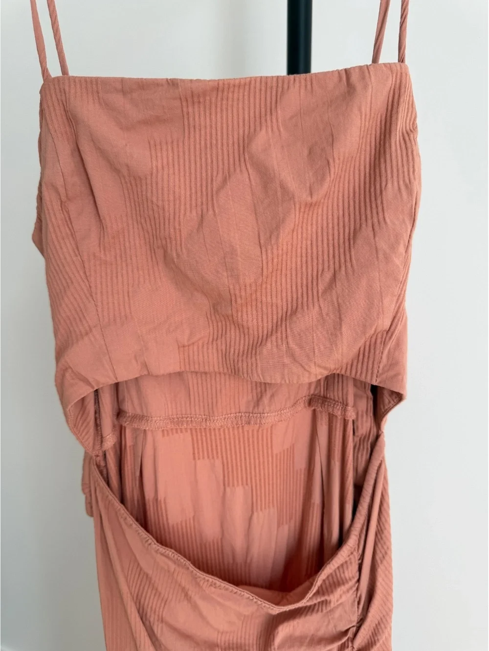 Free People Summer Ready Midi Dress Iced Chai Pink Cutout Ruched M
